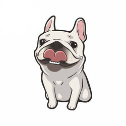 White French Bulldog Cartoon Colored Sticker