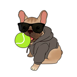 Cartoon French Bulldog Tennis Ball Chew Sticker