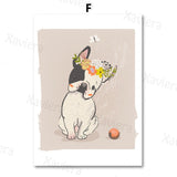 French Bulldog Dog Girl Decor Canvas Painting Poster
