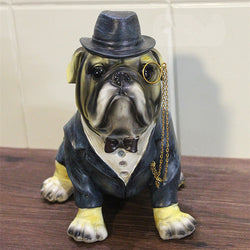 Victorian English Bulldog Tuxedo Glasses Hat Figurine Statue