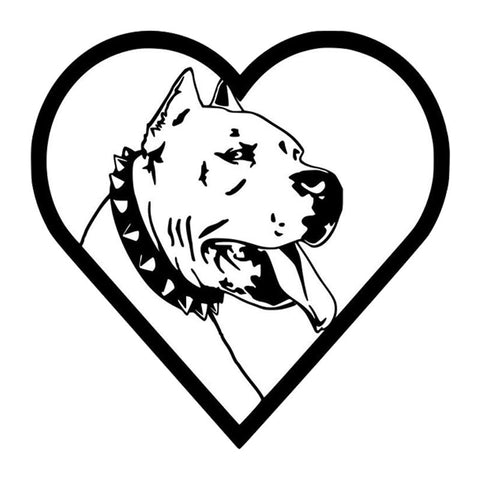 Pitbull in Heart Outline Spike Collar Sticker (6.5" x 6.5")