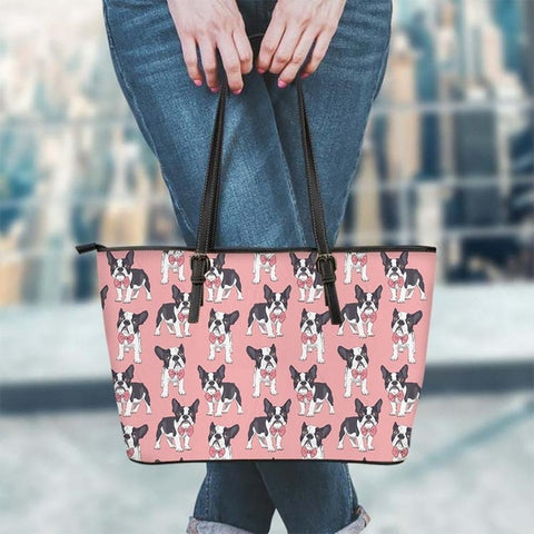 Boston Terrier Pattern Pink Shoulder Bag
