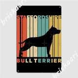 Staffordshire Bull Terrier Silhouette Metal Tin Canvas Wall Decor