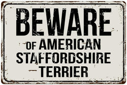 Beware of American Staffordshire Terrier Vintage Style Metal Sign