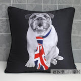 English Bulldog British Flag Tie Black Pillowcase