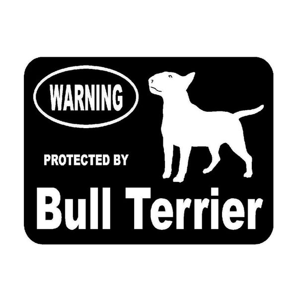 Warning Protected by Bull Terrier Sticker (5.2" x 3.9")