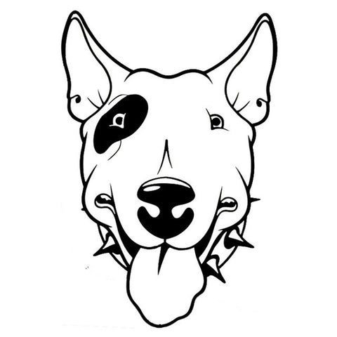 Happy Bull Terrier Head Eye Patch Spike Collar Sticker (6.4" x 4.4")