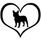 French Bulldog Silhouette Heart Outline Sticker
