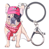Cartoon Colorful French Bulldog Snap Hook Keychain