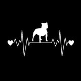 Hearts Pit Bull Heartbeat Silhouette Sticker (8.0" x 4.1")