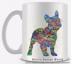 French Bulldog Shaped Colorful Dottie Design Coffee Mug