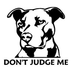 Don't Judge Me Pit Bull Sticker (5.1" x 4.3")