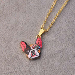 Colorful French Bulldog Pendant Necklace