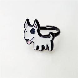 Happy Cute Bull Terrier Puppy Fashion Ring