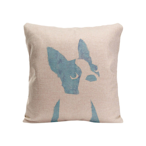 French Bulldog Light Blue Shading Outline Pillowcase