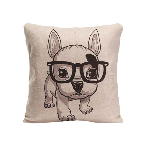 Cute French Bulldog Puppy With Big Glasses Pillowcase
