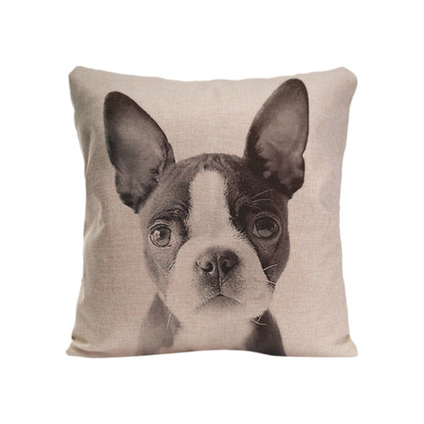 French Bulldog Puppy Grayscale Head Big Ear Pillowcase