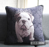 Princess English Bulldog Puppy Crown Floral Blue Pillowcase