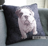 Princess English Bulldog Puppy Crown Floral Blue Pillowcase