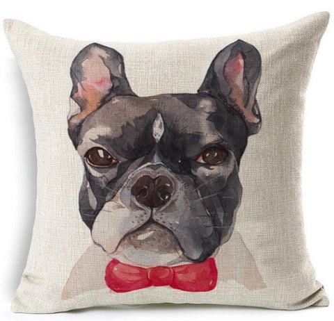 Not Too Happy French Bulldog Head Red Bow Tie Pillowcase