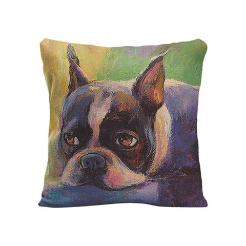 Sad French Bulldog Laying Painting Multicolor Pillowcase