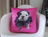 Princess English Bulldog Puppy Crown Pink Double Sided Pillowcase
