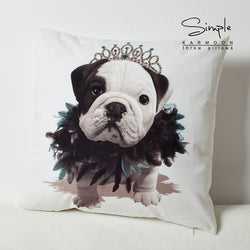 Princess English Bulldog Puppy Crown Two Side Pillowcase