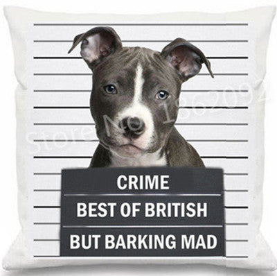 Pit Bull Mug Shot Crime Best of British But Barking Mad Pillowcase