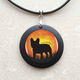 French Bulldog Shadow Round Pendant Necklace