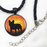 French Bulldog Shadow Round Pendant Necklace