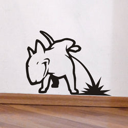 Bull Terrier Pissing on Floor Sticker (17.7" x 22"), (23.6" x 29.5"), (29.5" x 37.0")