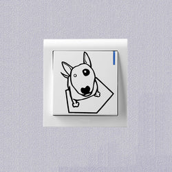 Cute Bull Terrier Looking Up Black Patch Small Sticker