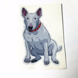 Realistic Sitting Bull Terrier Painting Sticker (3.9" x 5.9")