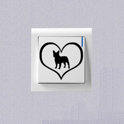 French Bulldog Silhouette In Heart Small Sticker