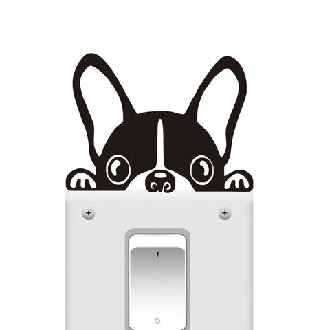 Peaking French Bulldog Cute Cartoon Small Sticker (3.9" x 3.1")