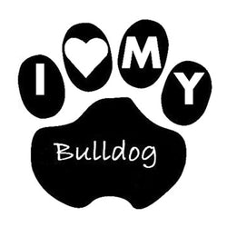 I Love MY Bulldog Inside Dog Paw Sticker (3.7" x 3.6")