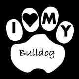 I Love MY Bulldog Inside Dog Paw Sticker (3.7" x 3.6")