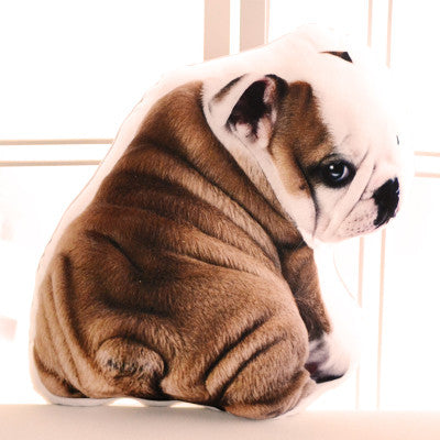 English Bulldog Puppy Shape Looking Back Pillow (15.7" x 17.7")