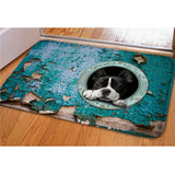 Black White French Bulldog Head Out Of Circle Doormat