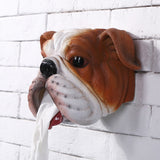 English Bulldog Head Mouth Tissue Toilet Paper Holder