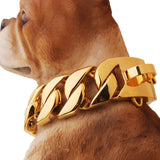 Big Gold Chain Cuban Link Style 32mm Dog Collar