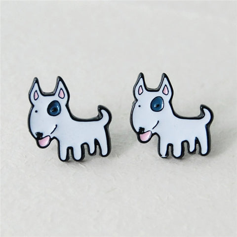 Cute Bull Terrier Cartoon Stud Earrings