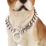 Cuban Silver Chain Link Style 15mm Wide Dog Collar