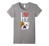 I Love My Dog English Bulldog Cartoon Head Women's T-Shirt