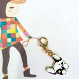 Animated Colorful French Bulldog Head Snap Hook Keychain