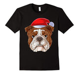 Santa English Bulldog Face Christmas Men's T-Shirt