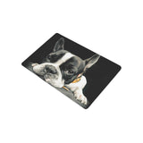 Black White French Bulldog Prone Doormat