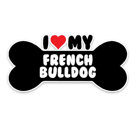 I Heart My French Bulldog Bone Sticker