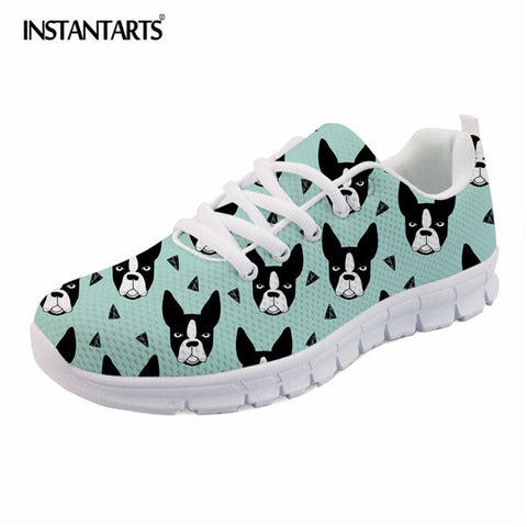 Boston Terrier Pattern Teal Shoes