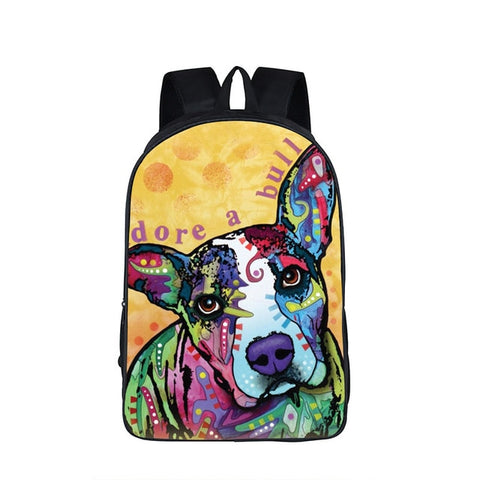 Colorful Pit Bull Pattern Dore A Bull Backpack